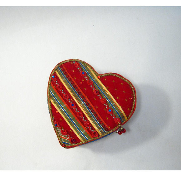 Vintage Fabric Embellished Trinket Jewelry Keepsake Box with Mini Journal Diary - Picture 5 of 9